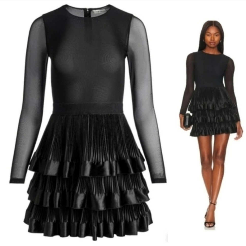 ALICE + OLIVIA CHARA TIERED RUFFLE MINI DRESS SIZE 4 $465